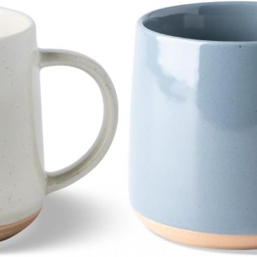 Ceramic Coffee Mugs Set of 2, 17oz Handmade Ceramic Coffee Mugs Set with Terracotta Underside for Latte/Tea/Beer/Hot Cocoa, Dishwasher & Microwave Safe