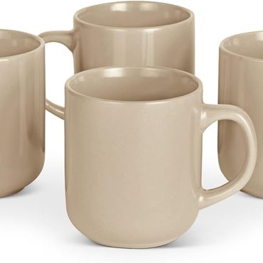 Ceramic Coffee Mugs, Ceramic 4-Piece Set, 16 oz, Microwave and Dishwasher-Safe, Linen Gray