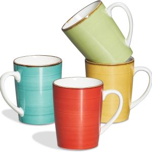 16 oz Coffee Mugs Set of 4 Large Ceramic Coffee Cups Colorful Mugs Set with Handles for Latte, Hot Cocoa, Tea - Housewarming Gift - Assorted Colors