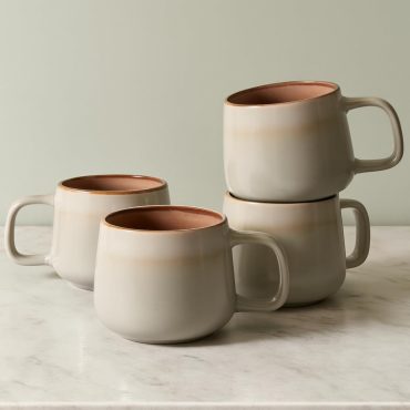 Ceramic Coffee Mugs Set of 4 | 12 oz  Coffee Cups | Lead-Free, Non-Toxic | Microwave and Dishwasher Safe | Comfortable Handle | Aesthetic Nordic Design for Tea and Latte |