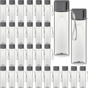 30 Pcs Water Bottle Bulk 17 oz Plastic Sports Water Bottles for Kids Adults Reusable Leak Proof Portable Drink Container Large for School Classroom Travel Camping Fitness Office(Grey)