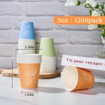 1200 Pack 5 oz Paper Cups, Colorful Samll Disposable Paper Bathroom Cups for Parties, Travel, and Events