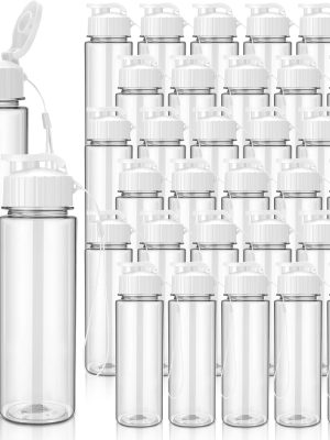 30 Pieces Water Bottle Bulk 17 oz Plastic Sports Water Bottles Bulk with Handle Strap Lightweight Leakproof Drink Flip Top for Adults Fit Gym(Classic Style,White)
