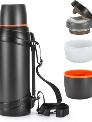 85oz Large Coffee Thermoses for Travel - Insulated Water Jug Classic Vacuum Bottle with Plastic Cup - Stainless Steel Thermos for Hiking Fishing