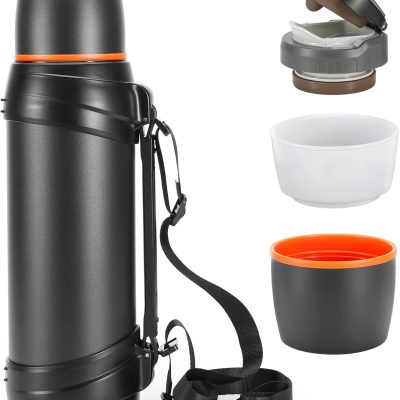 85oz Large Coffee Thermoses for Travel - Insulated Water Jug Classic Vacuum Bottle with Plastic Cup - Stainless Steel Thermos for Hiking Fishing