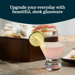 Stemless Martini Glasses, Dishwasher Safe Martini Glasses 12 Count (Pack of 1), Lightweight Margarita Glasses Set for Wedding Party