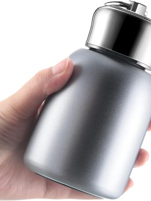 1 Pcs 10oz Mini Water Bottles Stainless Steel Slim Insulated Thermal for Hot Cold Drink Thermal Small Vacuum Portable Water Bottle for Women Gifts Travel Camping Hiking (Silver)